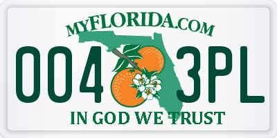 FL license plate 0043PL
