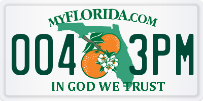 FL license plate 0043PM