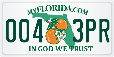 FL license plate 0043PR