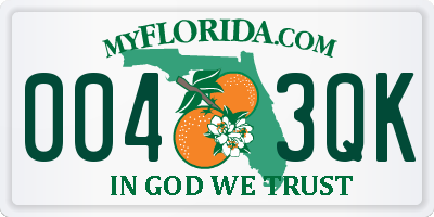 FL license plate 0043QK