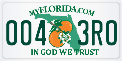 FL license plate 0043RO