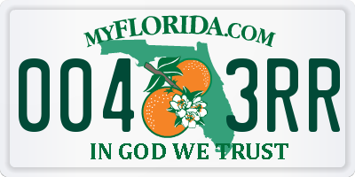 FL license plate 0043RR