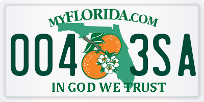 FL license plate 0043SA