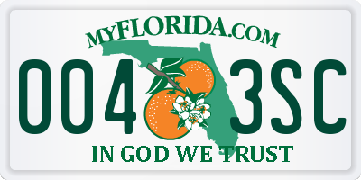 FL license plate 0043SC