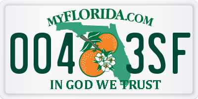 FL license plate 0043SF