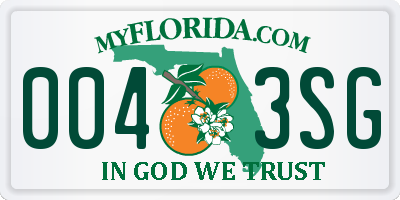 FL license plate 0043SG