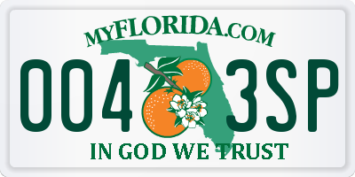 FL license plate 0043SP