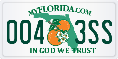 FL license plate 0043SS