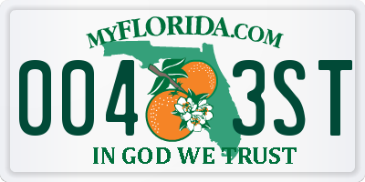 FL license plate 0043ST