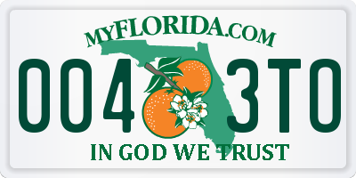 FL license plate 0043TO
