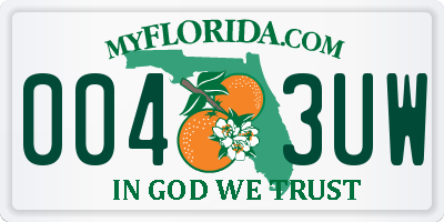 FL license plate 0043UW