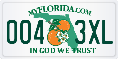 FL license plate 0043XL