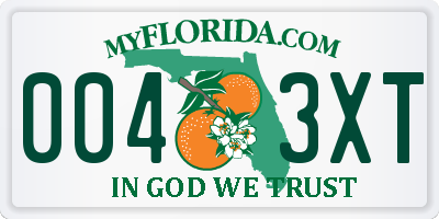 FL license plate 0043XT