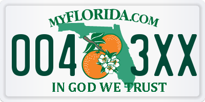 FL license plate 0043XX