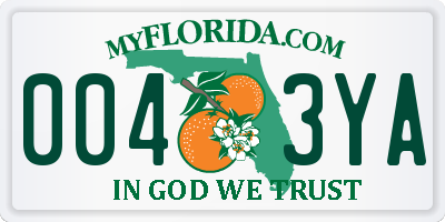 FL license plate 0043YA
