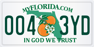 FL license plate 0043YD