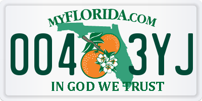 FL license plate 0043YJ