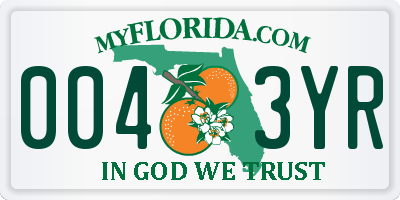 FL license plate 0043YR