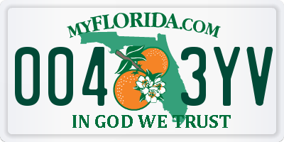 FL license plate 0043YV