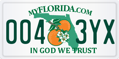 FL license plate 0043YX