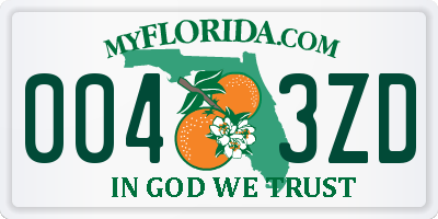 FL license plate 0043ZD