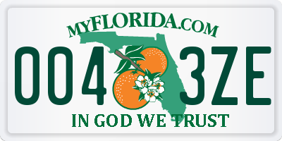 FL license plate 0043ZE