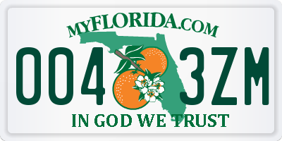 FL license plate 0043ZM