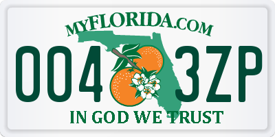 FL license plate 0043ZP