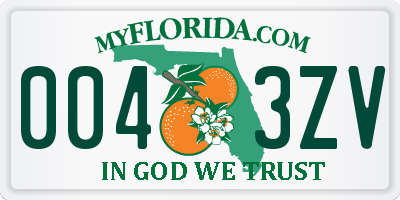 FL license plate 0043ZV