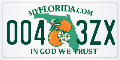FL license plate 0043ZX
