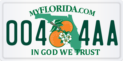 FL license plate 0044AA