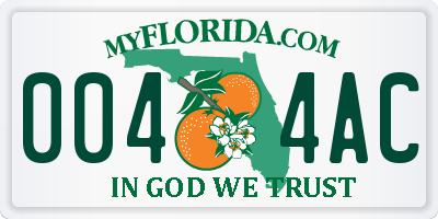 FL license plate 0044AC