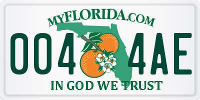 FL license plate 0044AE