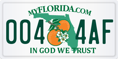 FL license plate 0044AF