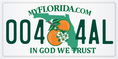 FL license plate 0044AL
