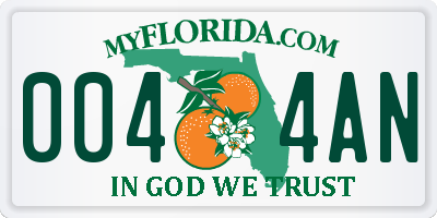 FL license plate 0044AN