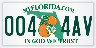 FL license plate 0044AV