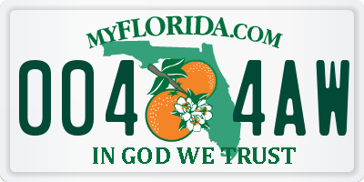 FL license plate 0044AW