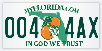 FL license plate 0044AX