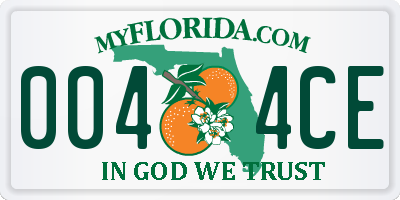 FL license plate 0044CE