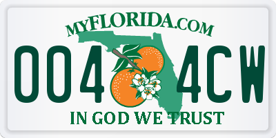 FL license plate 0044CW