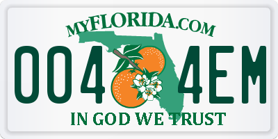 FL license plate 0044EM