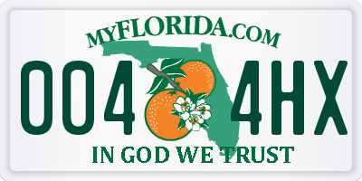 FL license plate 0044HX