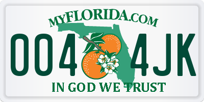 FL license plate 0044JK
