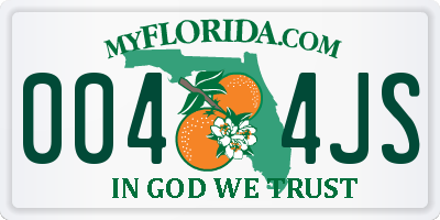 FL license plate 0044JS