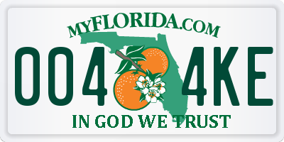 FL license plate 0044KE