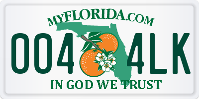 FL license plate 0044LK