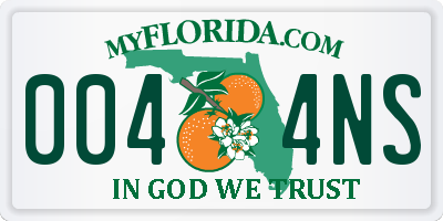 FL license plate 0044NS