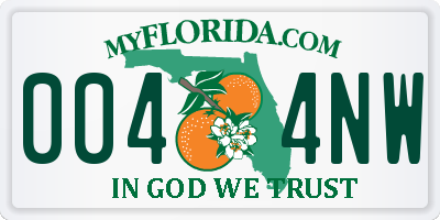 FL license plate 0044NW