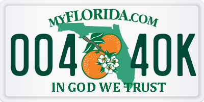 FL license plate 0044OK